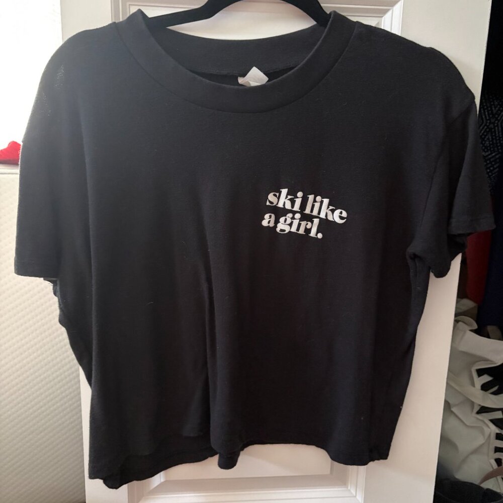 Ski like a girl cropped tee medium